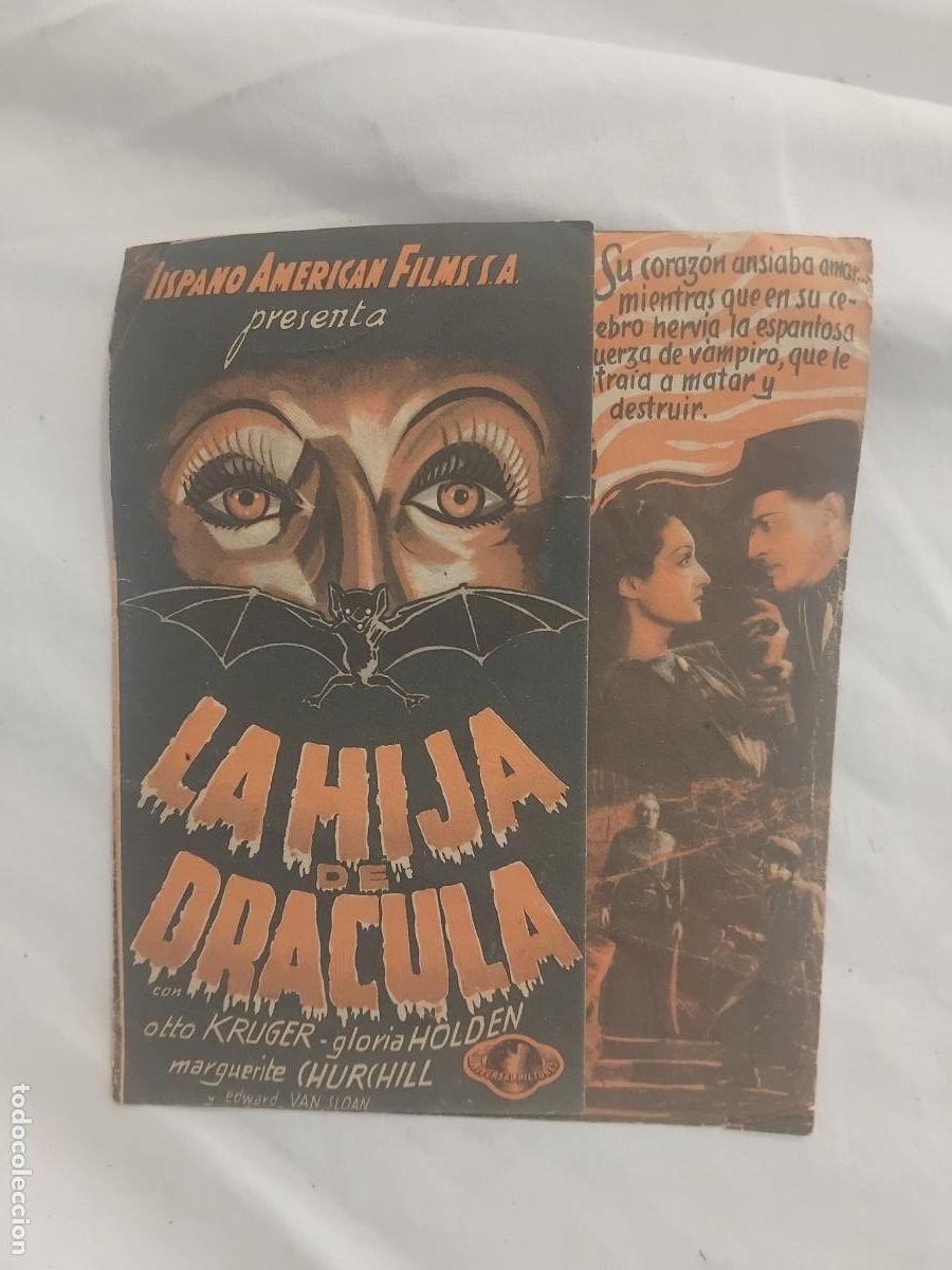 Cine: PROGRAMA DE CINE DOBLE LA HIJA DE DRACULA. CINEMA SALO JOVELLANOS 20 I 21 DE NOVEMBRE DE 1937.