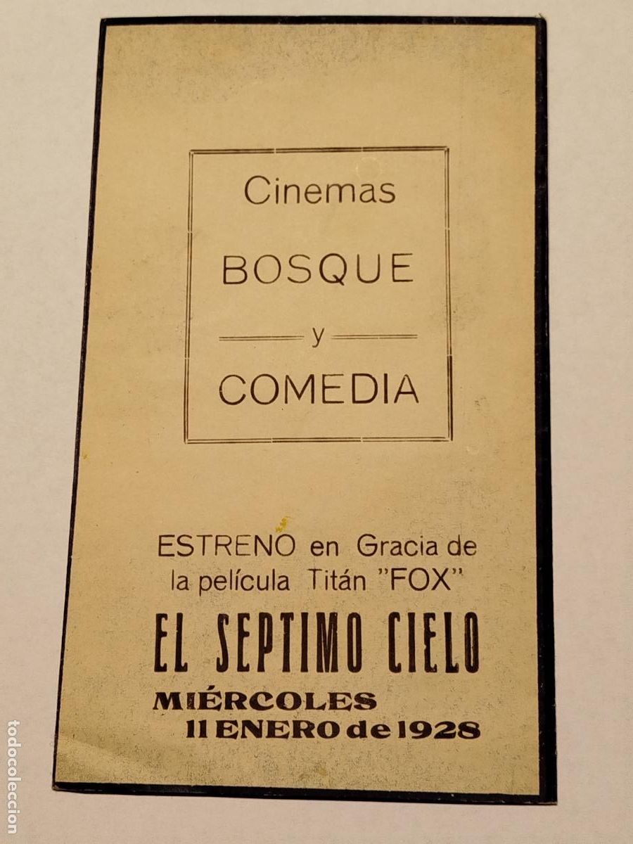 Cine: EL SEPTIMO CIELO PROGRAMA DE CINE 1928 - Foto 3