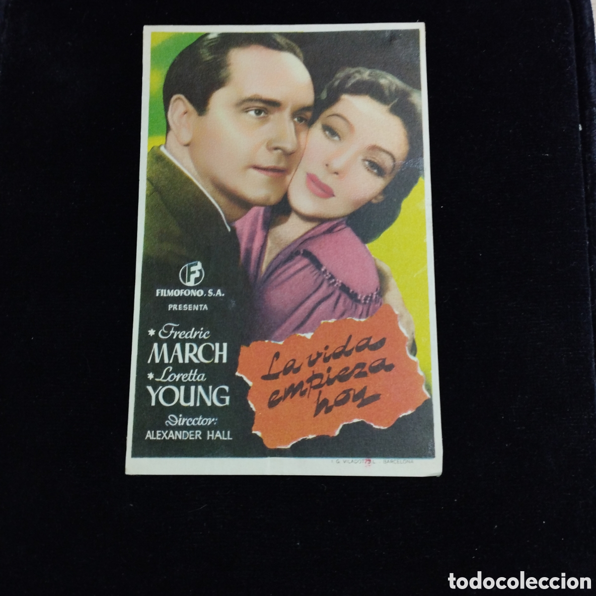 Cine: Programa de cine, sencillo. La vida empieza hoy. Frederic March. Loretta Young. Sp - Foto 1