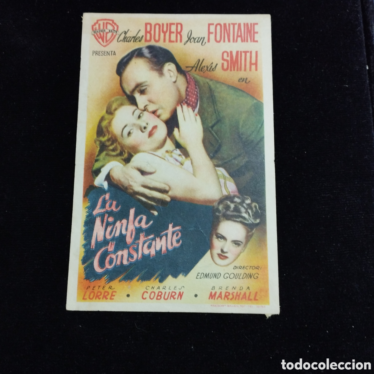 Cine: Programa de cine, sencillo. La ninfa constante. Charles Boyer. Joan Fontaine. Sp