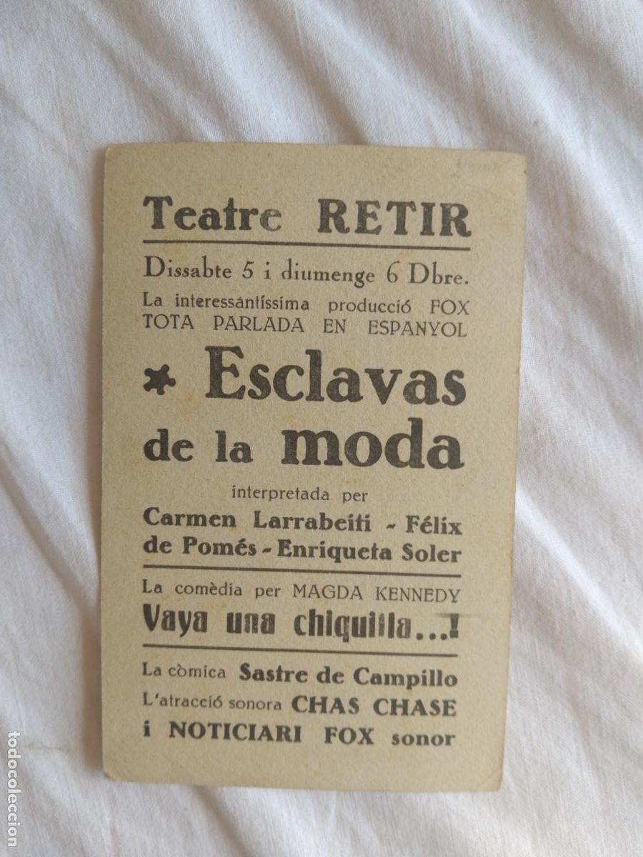 Cine: PROGRAMA DE CINE CARTON ESCLAVAS DE LA MODA TEATRE RETIR. - Foto 2
