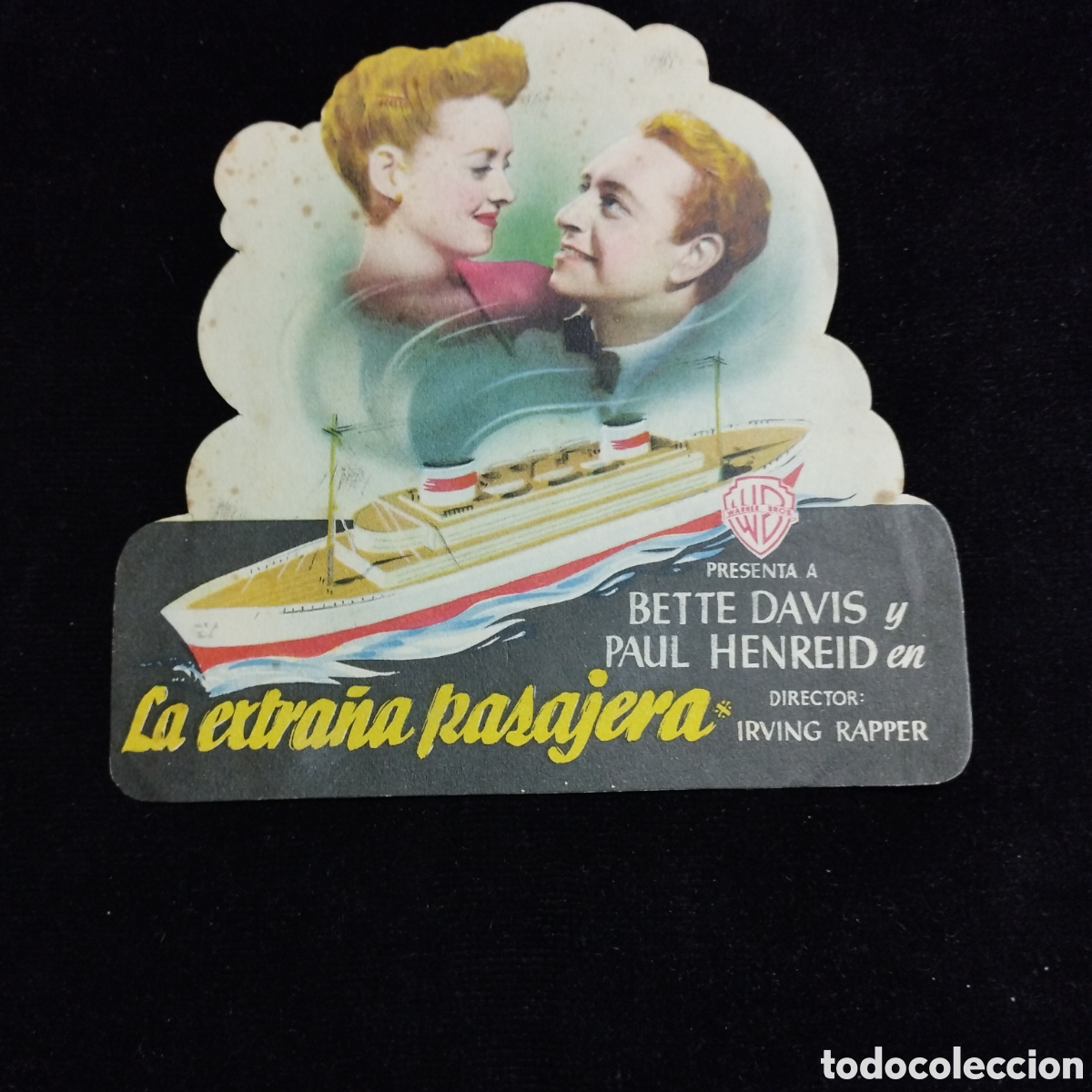 Kino: Programa de cine, troquelado. La extra&ntilde;a pasajera. Bette Davis. Paul Henreid.