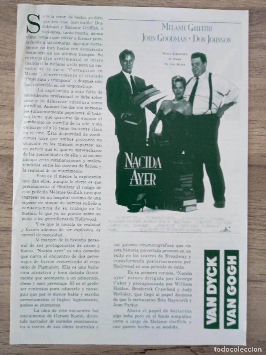 Cine: NACIDA AYER, MELANIE GRIFFITH, CINES VAN DICK Y VAN GOGH, SALAMANCA