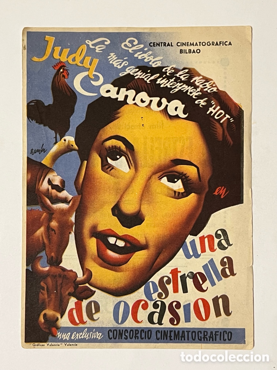 Cine: UNA ESTRELLA DE OCASI&Oacute;N, con Judy Casanova.. Central Cinematogr&aacute;fica Bilbao (h.1945?)