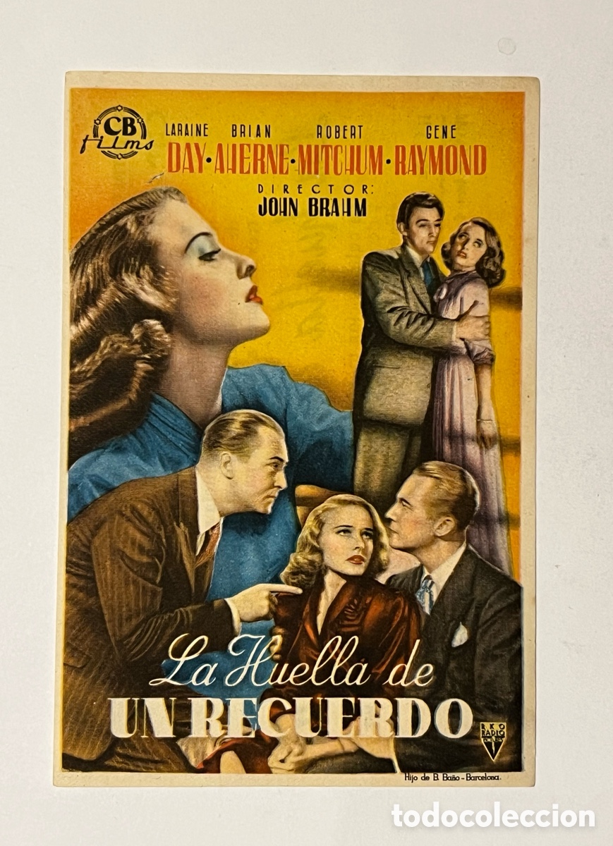 Cine: EL FERROL. Cinema.. Programa sencillo LA HUELLA DE UN RECUERDO, Laraine Day, Robert Mitchum (a.1946)