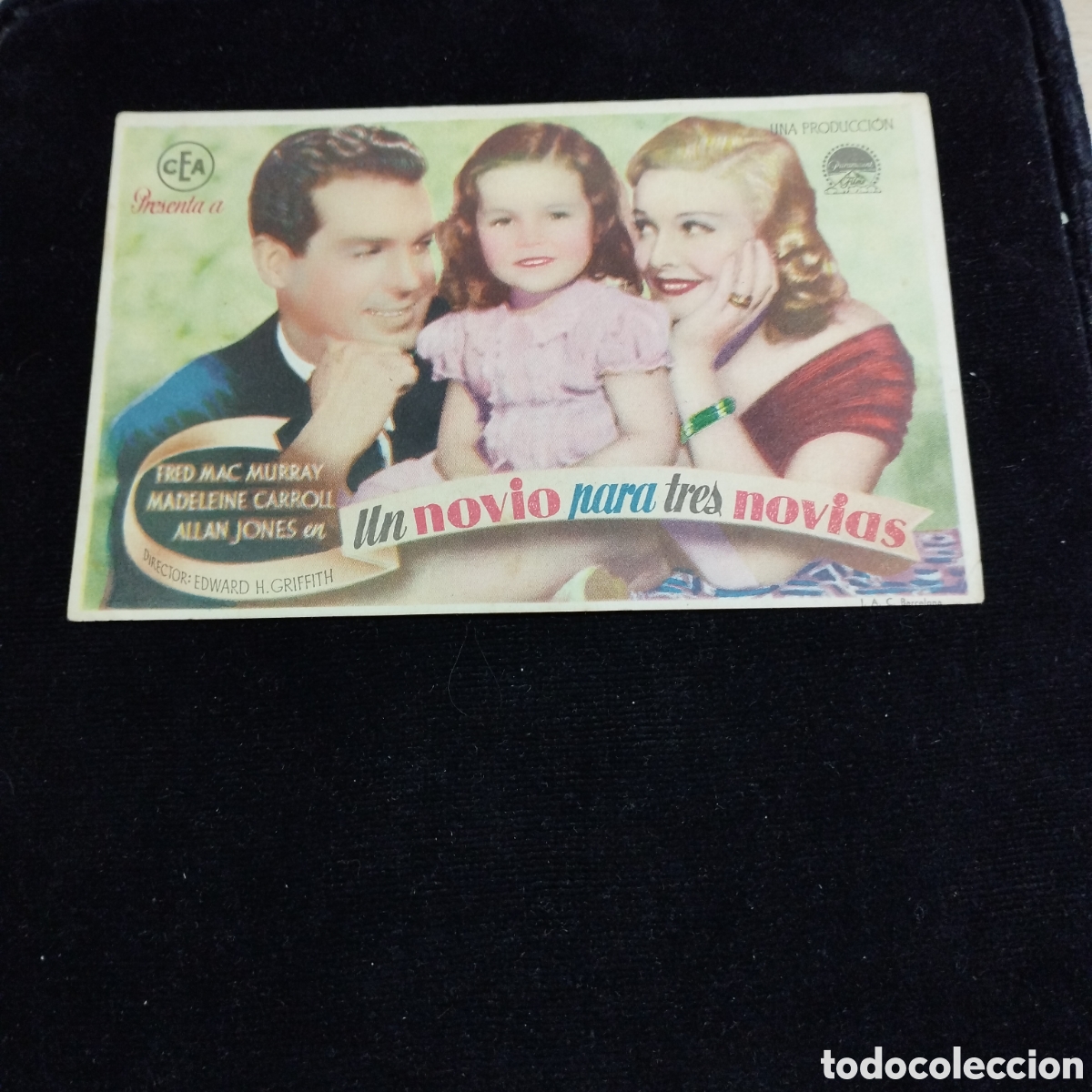 Cine: Programa de cine, sencillo. Un novio para tres novias. Fred McMurray. Madeleine Carroll. Sp