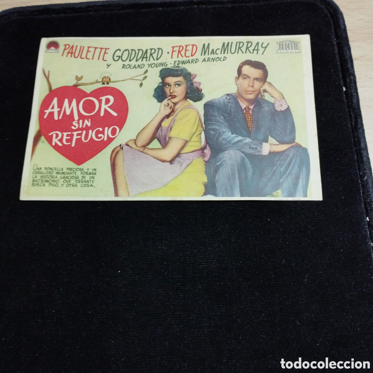 Cine: Programa de cine, sencillo. Amor sin refugio. Paulette Goddart. Fred McMurray. Sp