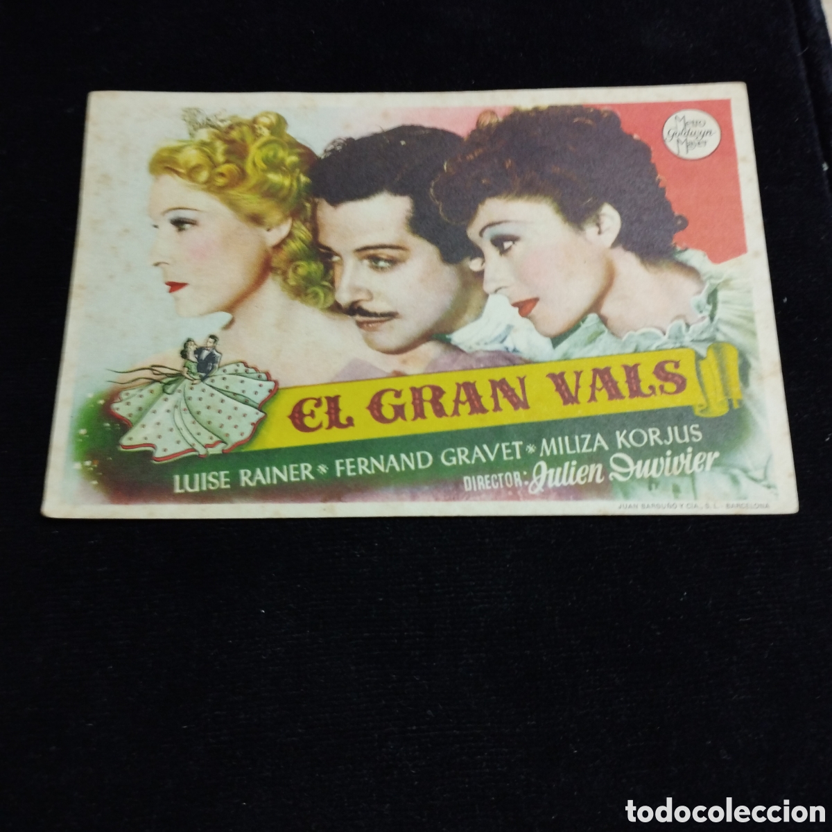 Cine: Programa de cine, sencillo. El gran vals. Luise Rainer. Ferdand Gravet. Sp