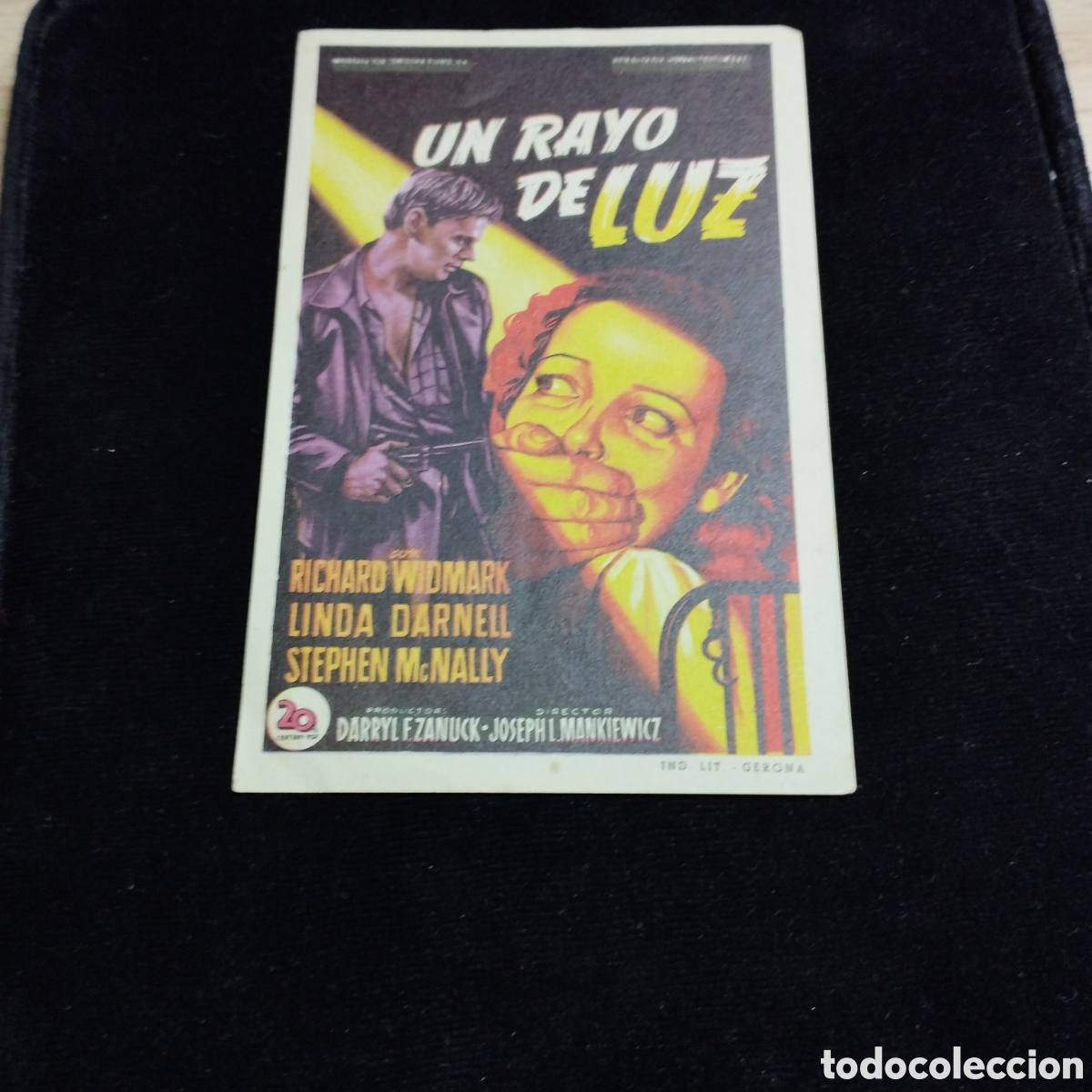 Cine: Programa de cine, sencillo. Un rayo de luz. Richard Widmark. Linda Darnell. 1951. Domenech Rub&iacute;