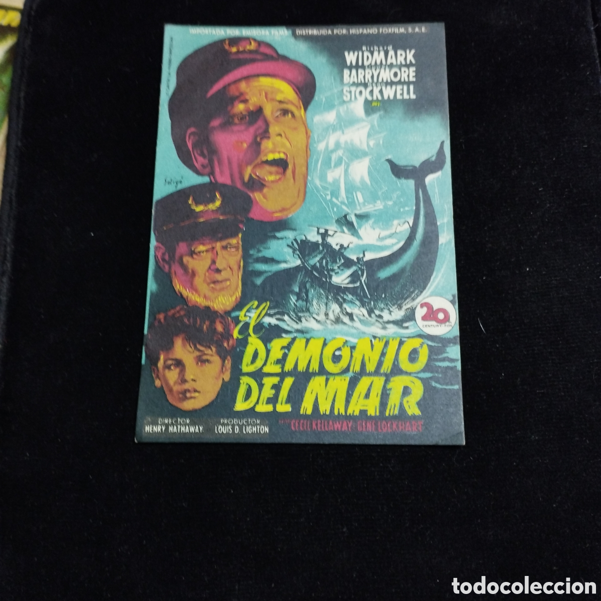 Cine: Programa de cine, sencillo. El demonio del mar. Richard Widmark. Lionel Barrymore. 1950. Domenech Ru