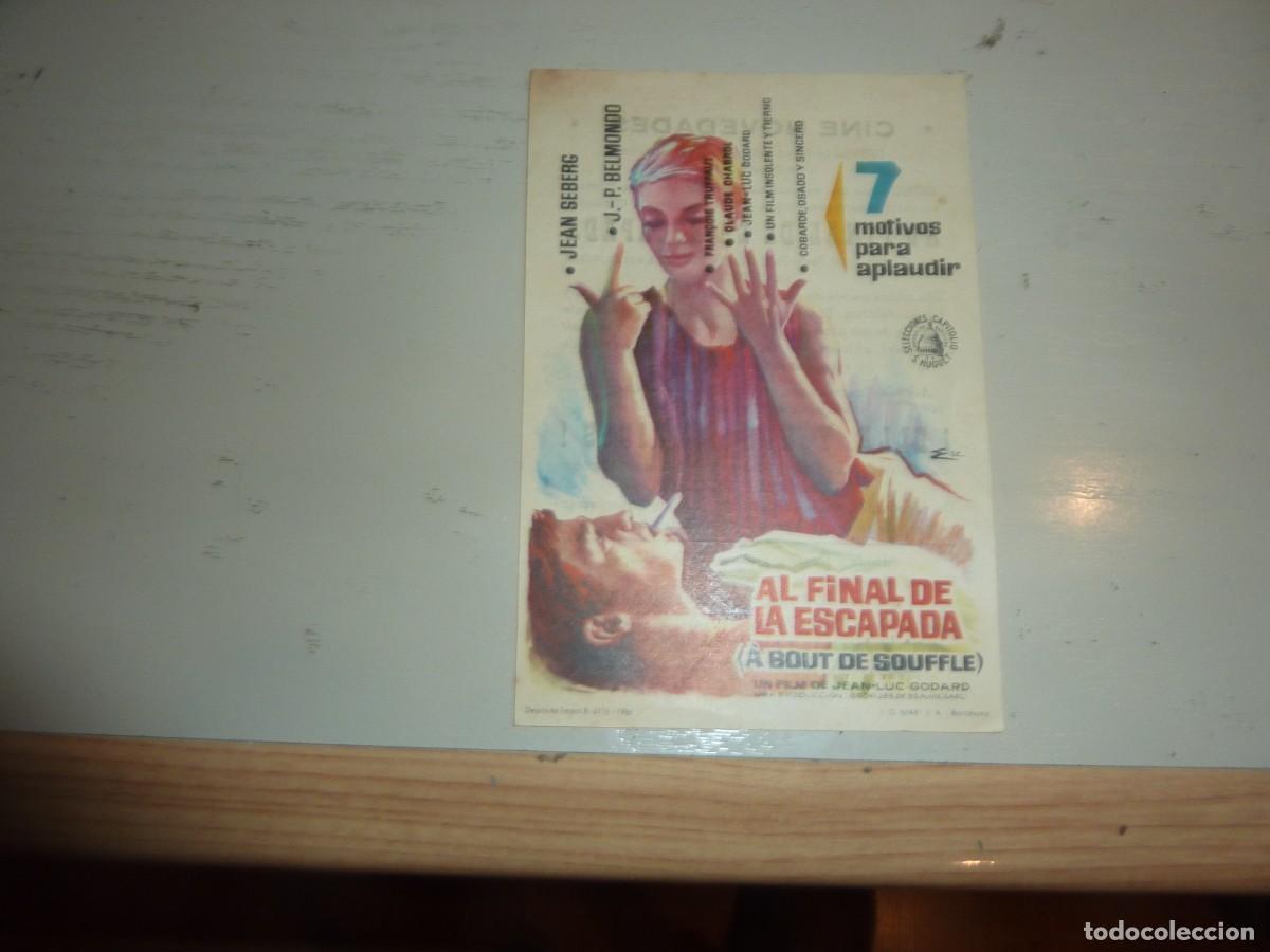 Cine: Folleto de cine AL FINAL LA ESCAPADA con publicidad - Foto 1