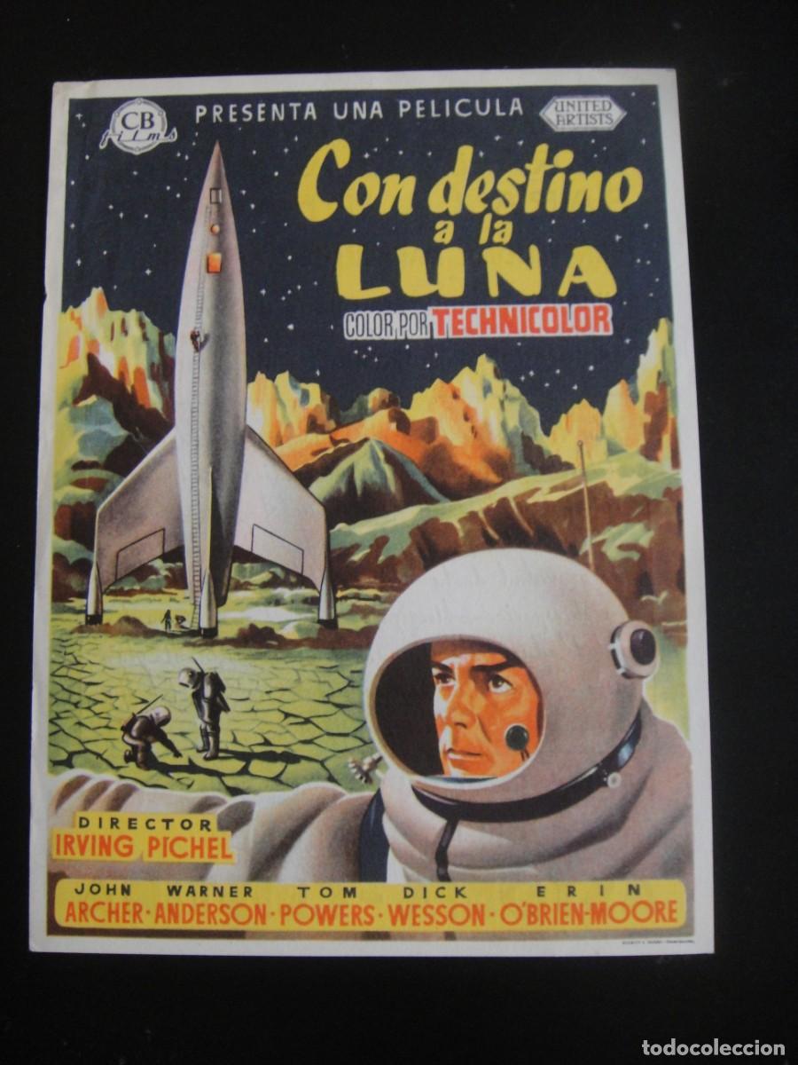 Cine: con destino a la luna - folleto de mano , publicidad ,cines astoria y cristina , san sebastian