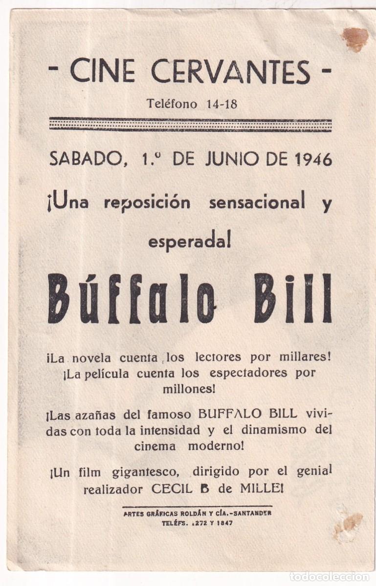Cine: Programa cine Buffalo Bill Cine Cervantes. Santander. 1946 - Foto 2