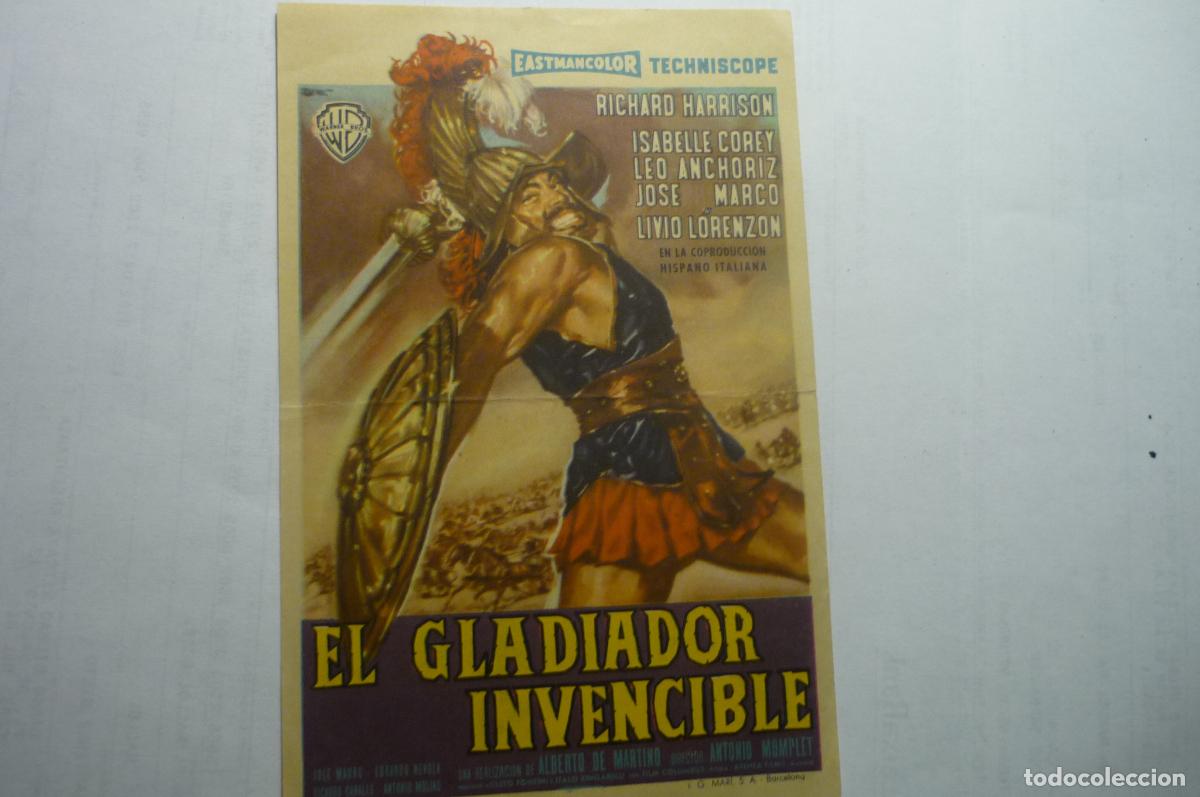 Cine: programa el gladiador invencible.-richard harrison