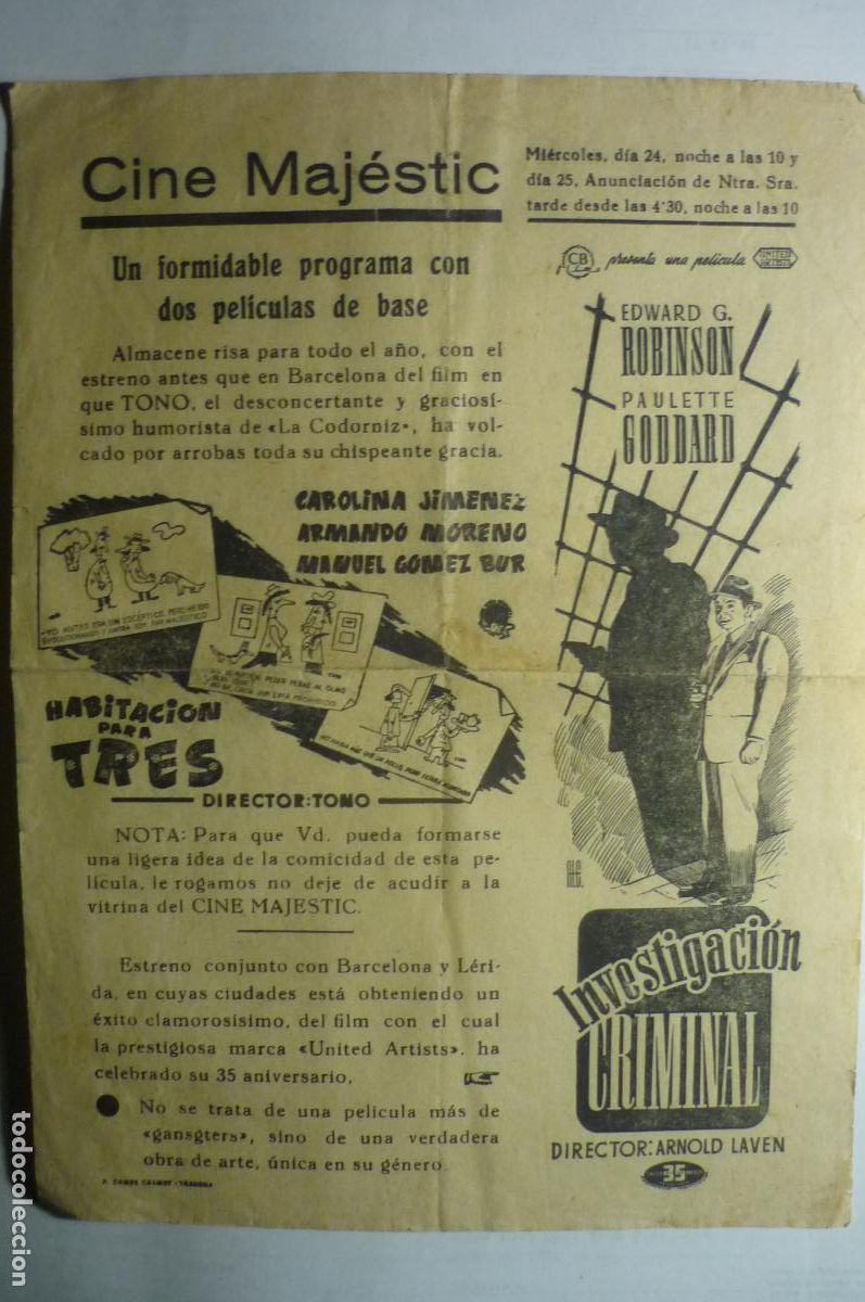 Cine: programa local cine majestic tarrega