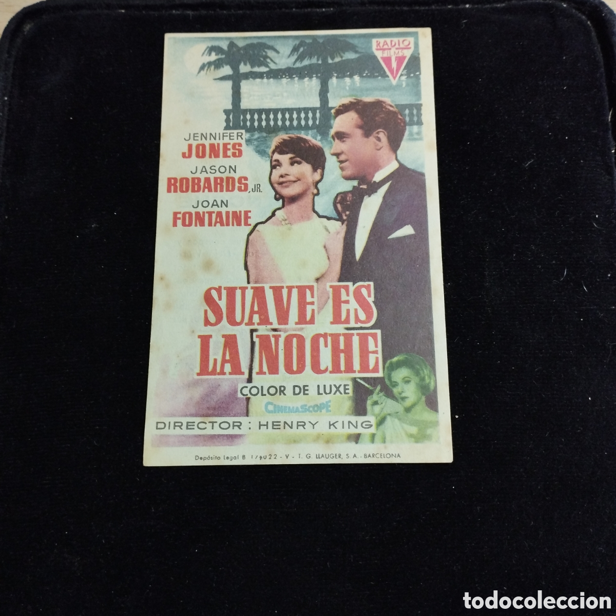 Cine: Programa de cine, sencillo. Suave es la noche. Jennifer Jones. Jason Robards. 1962. Cine Novedades