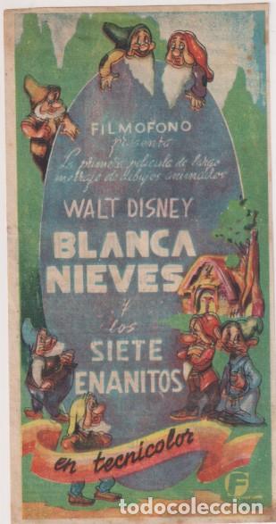  Foglietti di film di film antichi di cinema: Blancanieves y los siete enanitos. sencillo de Film&oacute;fono. Cines bohemio y galileo