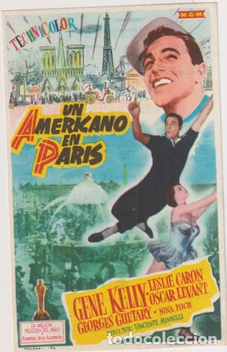  Foglietti di film di film antichi di cinema: un americano en par&iacute;s. sencillo de MGM. Cines bohemio y galileo 1953. impecable