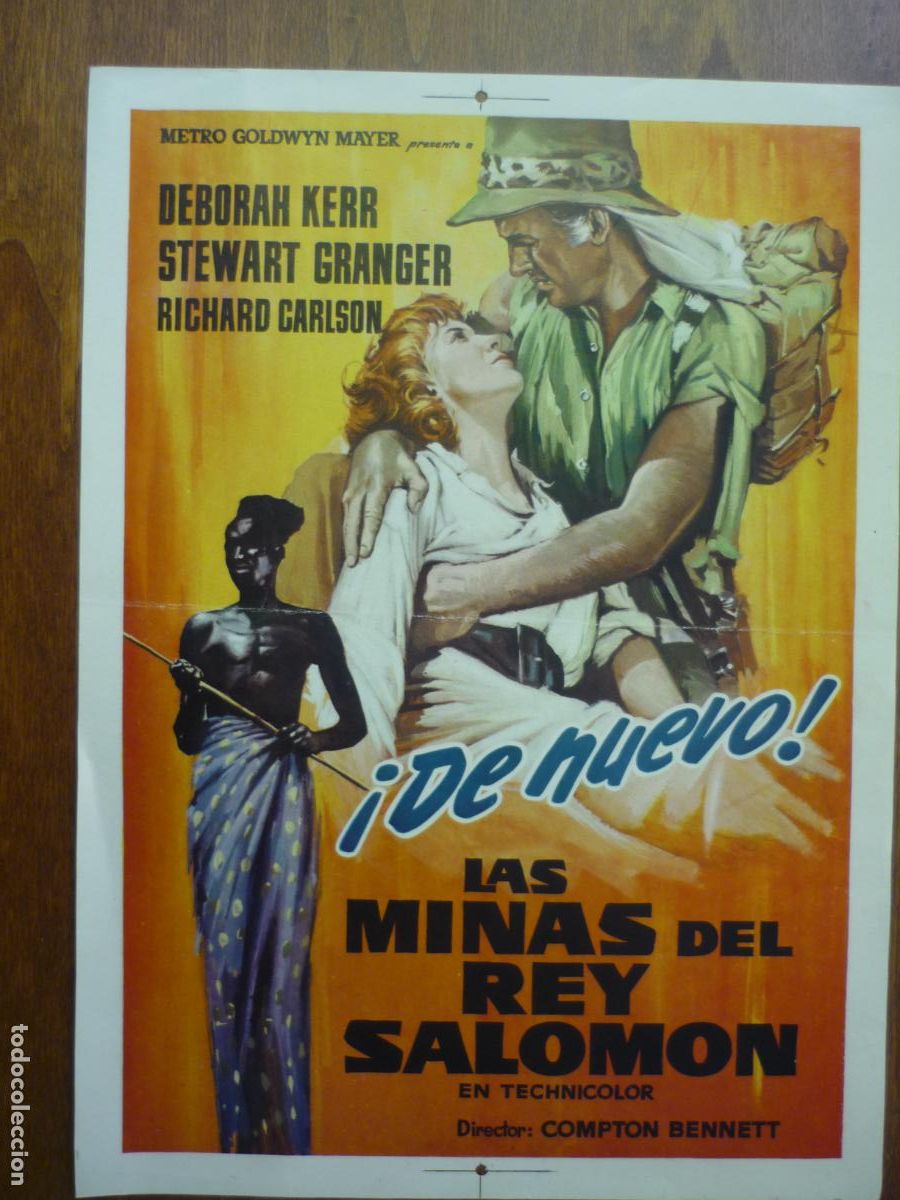 Cine: las minas del rey salomon - folleto mano original prueba de imprenta - deborah kerr metro g mayer