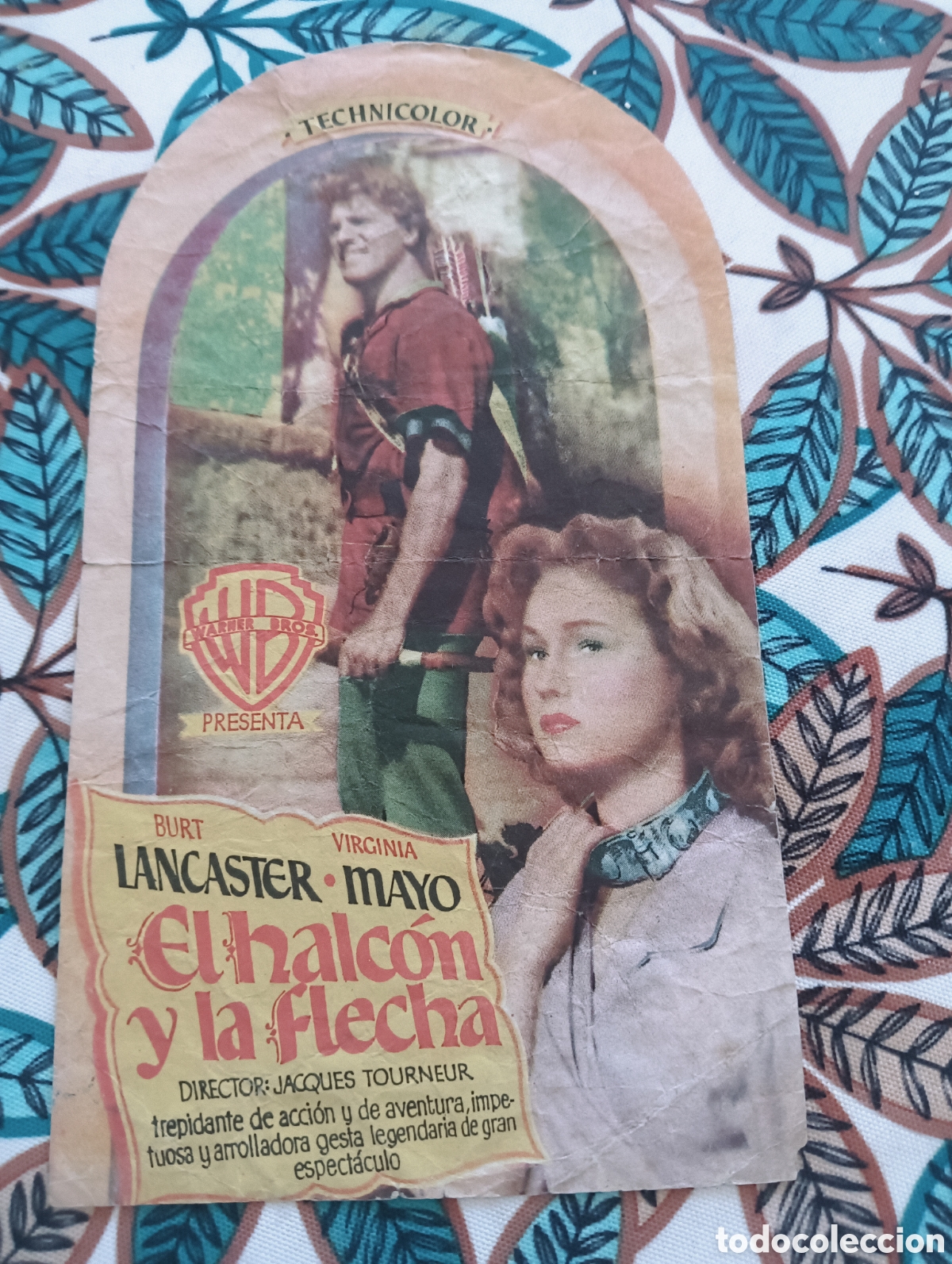 Cine: EL HALC&Oacute;N Y LA FLECHA - BURT LANCASTER Y VIRGINIA MAYO. CON PUBLICIDAD SELLO DE GOMA CINE