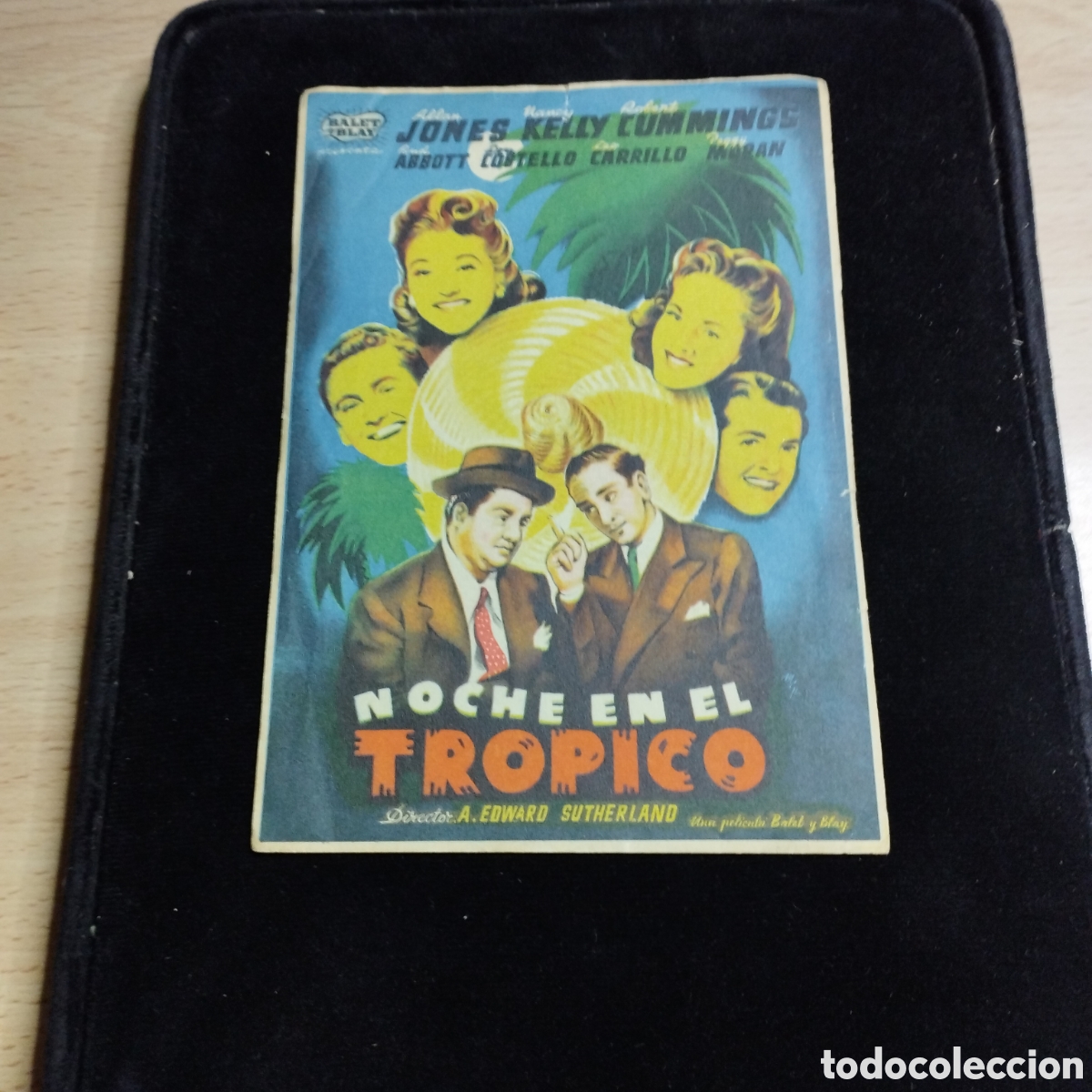 Cine: Programa de cine sencillo, grande. Noche en el tr&oacute;pico. Allan Jones. Nancy Kelly. Abbott y Costello.