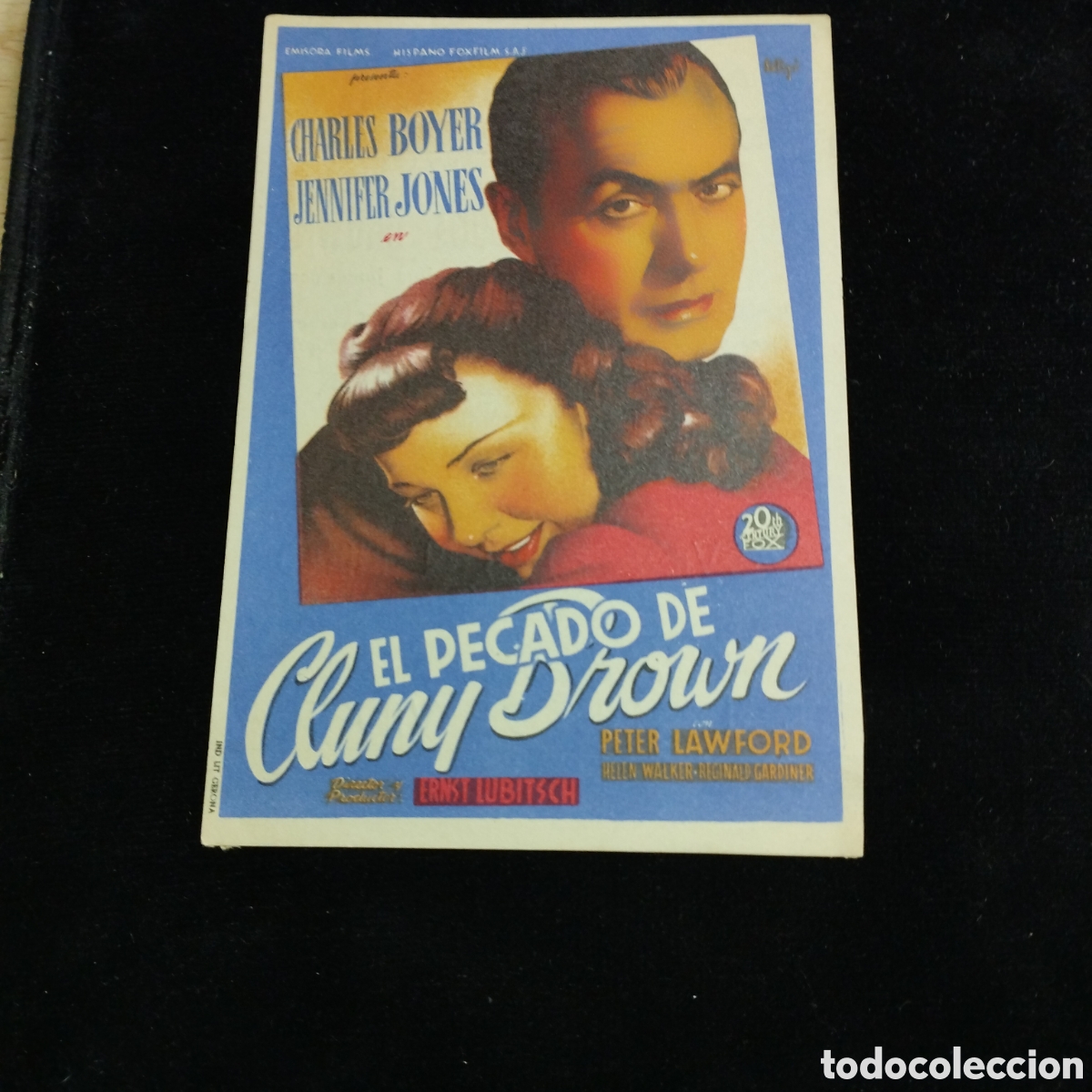 Cine: Programa de cine, sencillo. El pecado de Cluny Brown. Charles Boyer. Teatro Pilar Duro
