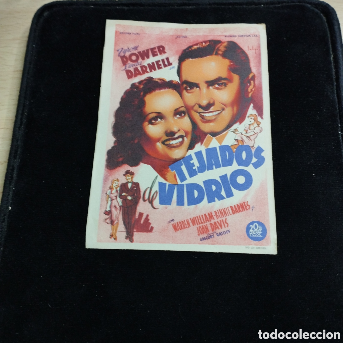 Cine: Programa de cine, sencillo. Tejados de vidrio. Tyrone Power. Linda Darnell. Norba