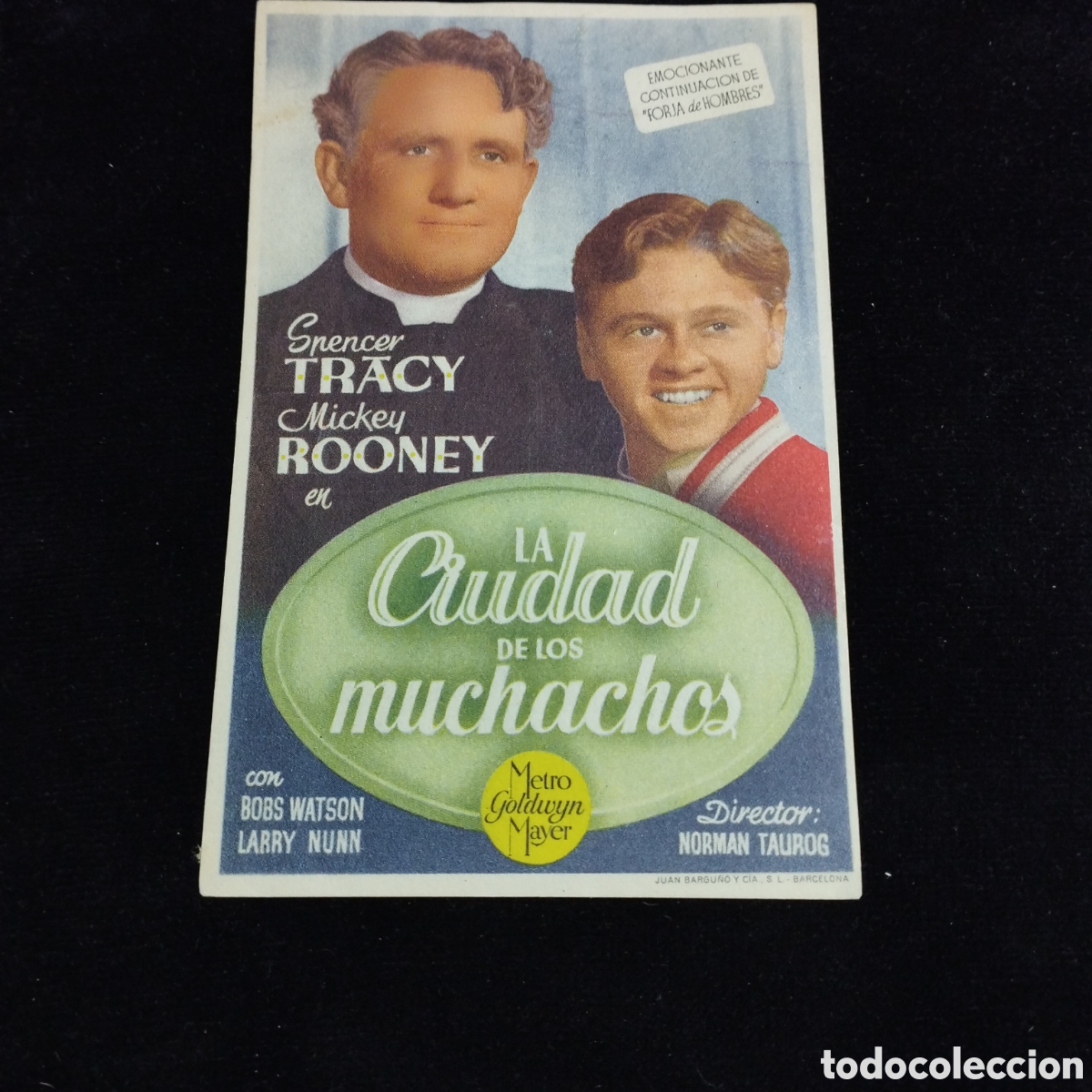 Cine: Programa de cine, sencillo. La ciudad de los muchachos. Spencer Tracy. Mickey Rooney. Sp