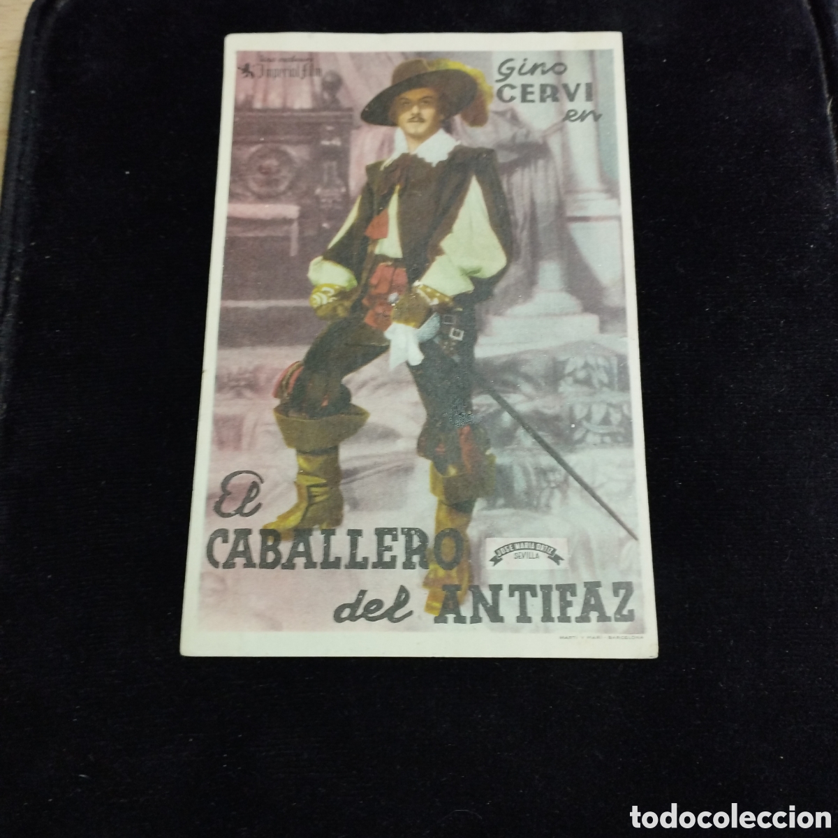 Cine: Programa de cine, sencillo. El caballero de antifaz. Gino Cervi. Cine Espa&ntilde;a. Bodega Ntra Sra Palma.