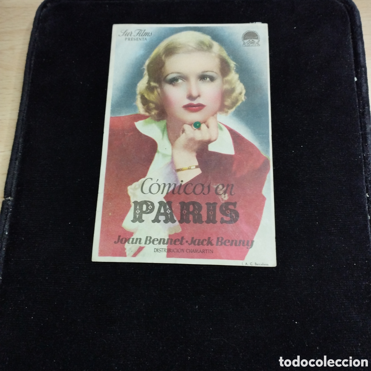 Cine: Programa de cine, sencillo. C&oacute;micos en Par&iacute;s. Joan Bennett. Jack Benny. Sp