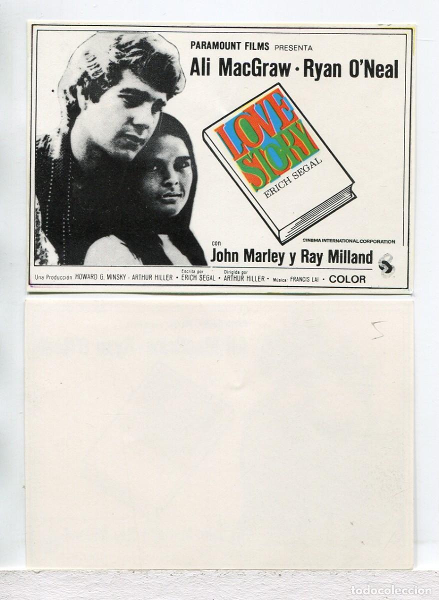 Cine: LOVE STORY, con Ryan O&acute;Neal. 7,5 x 10,5 cms..
