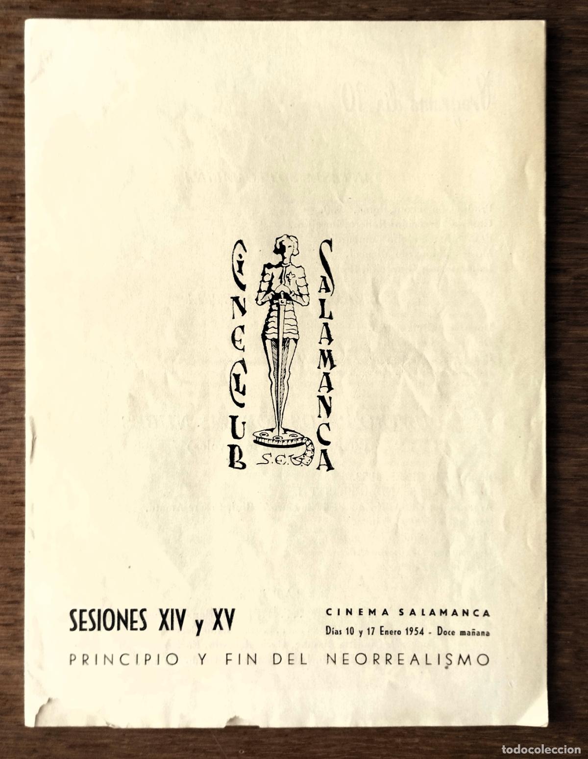 Cine: Cine Club Universitario de Salamanca, sesiones XIV y XV, Neorrealismo, 1954,