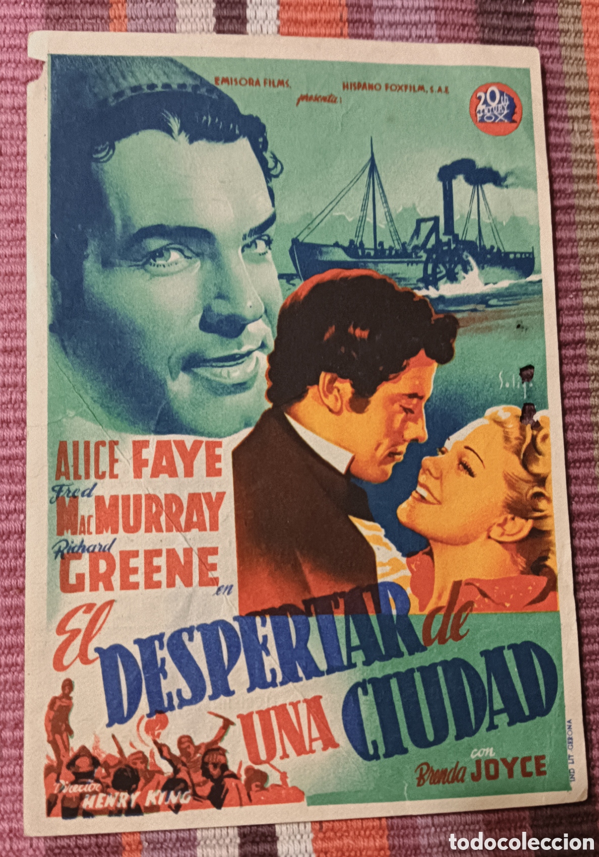 Cine: EL DESPERTAR DE UNA CIUDAD-ALICE FAYE, FRED MACMURRAY -CON PUBLICIDAD