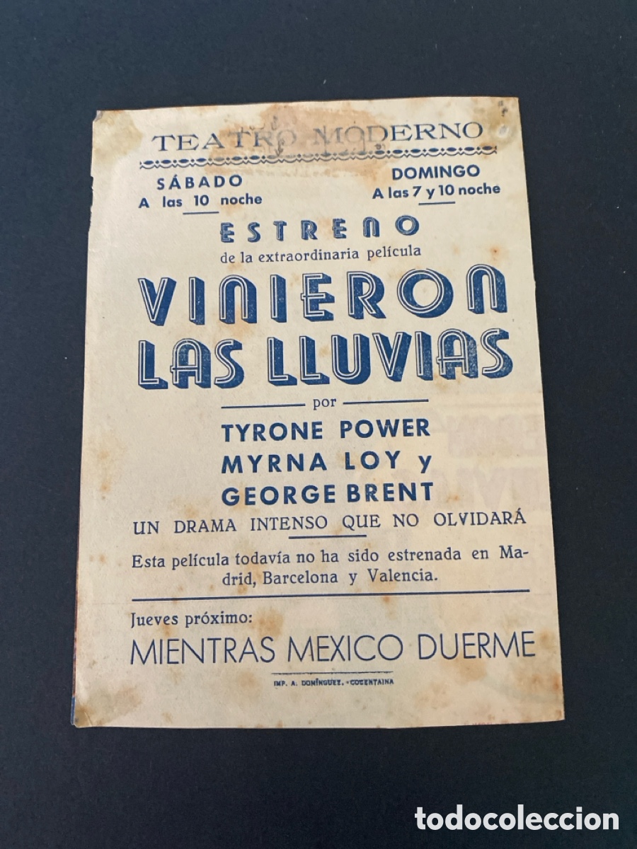 Cine: Programa de cine Vinieron las lluvias