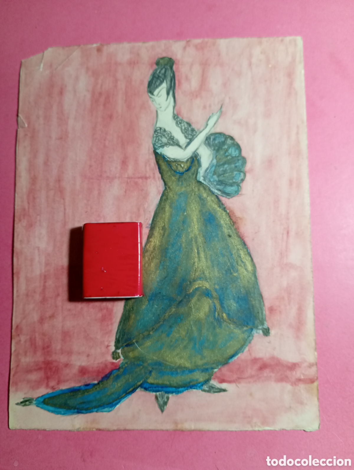 Cine: DIBUJOS 2 ESBOZOS PROFESIONALES 60&acute;s ca.UNO ACUARELA Y OTRO L&Aacute;PIZ - MANOLA Y EST&Eacute;TICA HIPPY