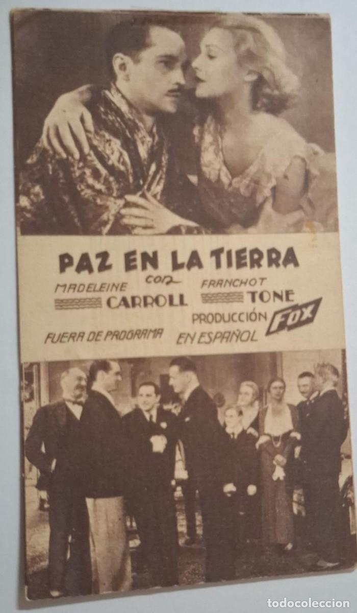 Cine: PAZ EN LA TIERRA - PROGRAMA DE CINE