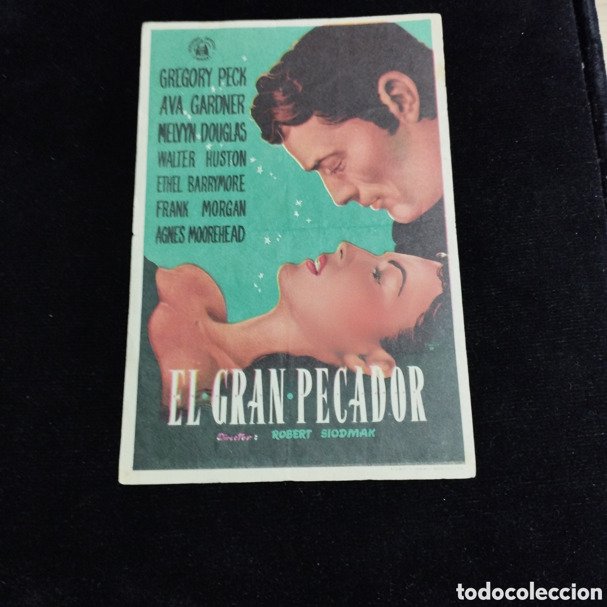 Cine: Programa de cine sencillo. El gran pecador. Gregory Peck. Ava Gardner. Plaza de Toros. Elda