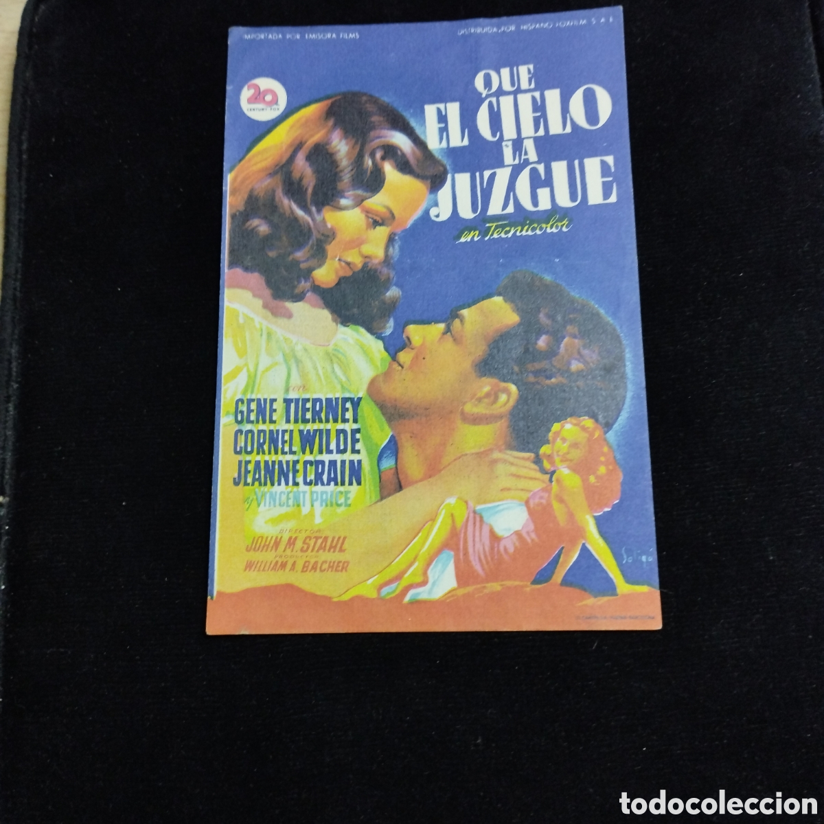 Cine: Programa de cine, sencillo. Que el cielo te juzgue. Gene Tierney. Cornel Wilde. Sp