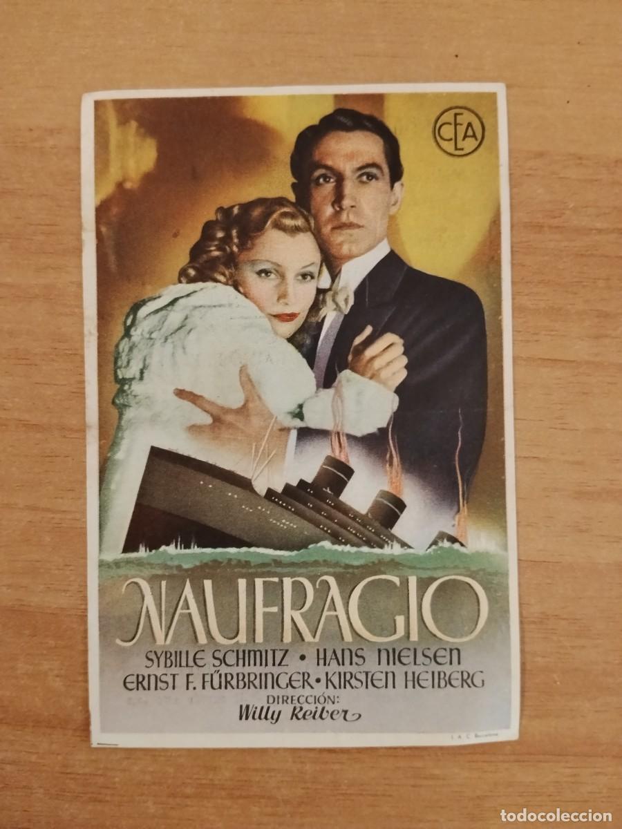  Foglietti di film di film antichi di cinema: ROSA-- PROGRAMA DE CINE ---NAUFRAGIO ct