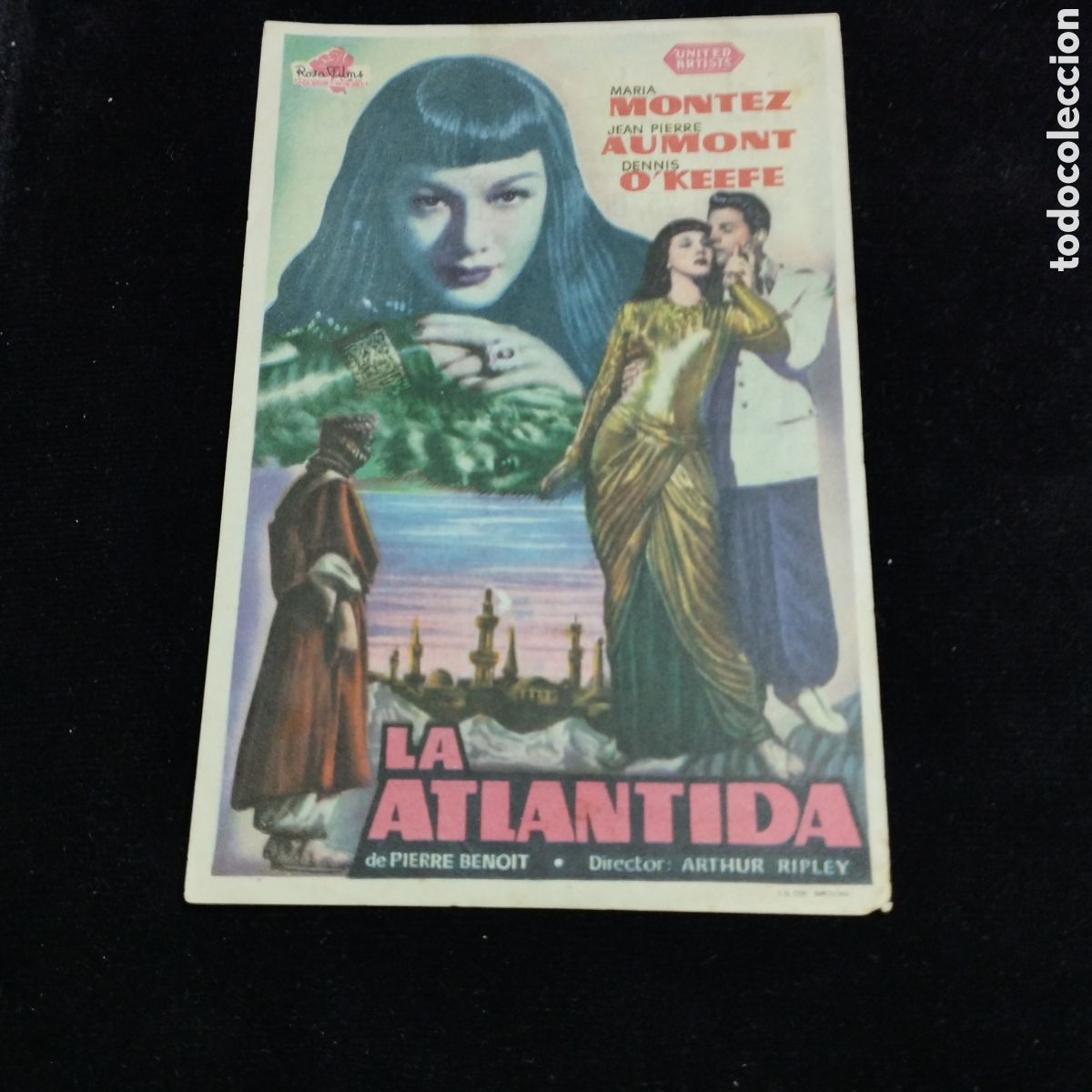 Cine: Programa de cine, sencillo. La Atl&aacute;ntida. Mar&iacute;a Montez. Jean Pierre Aumont. 1950. Ideal Cinema