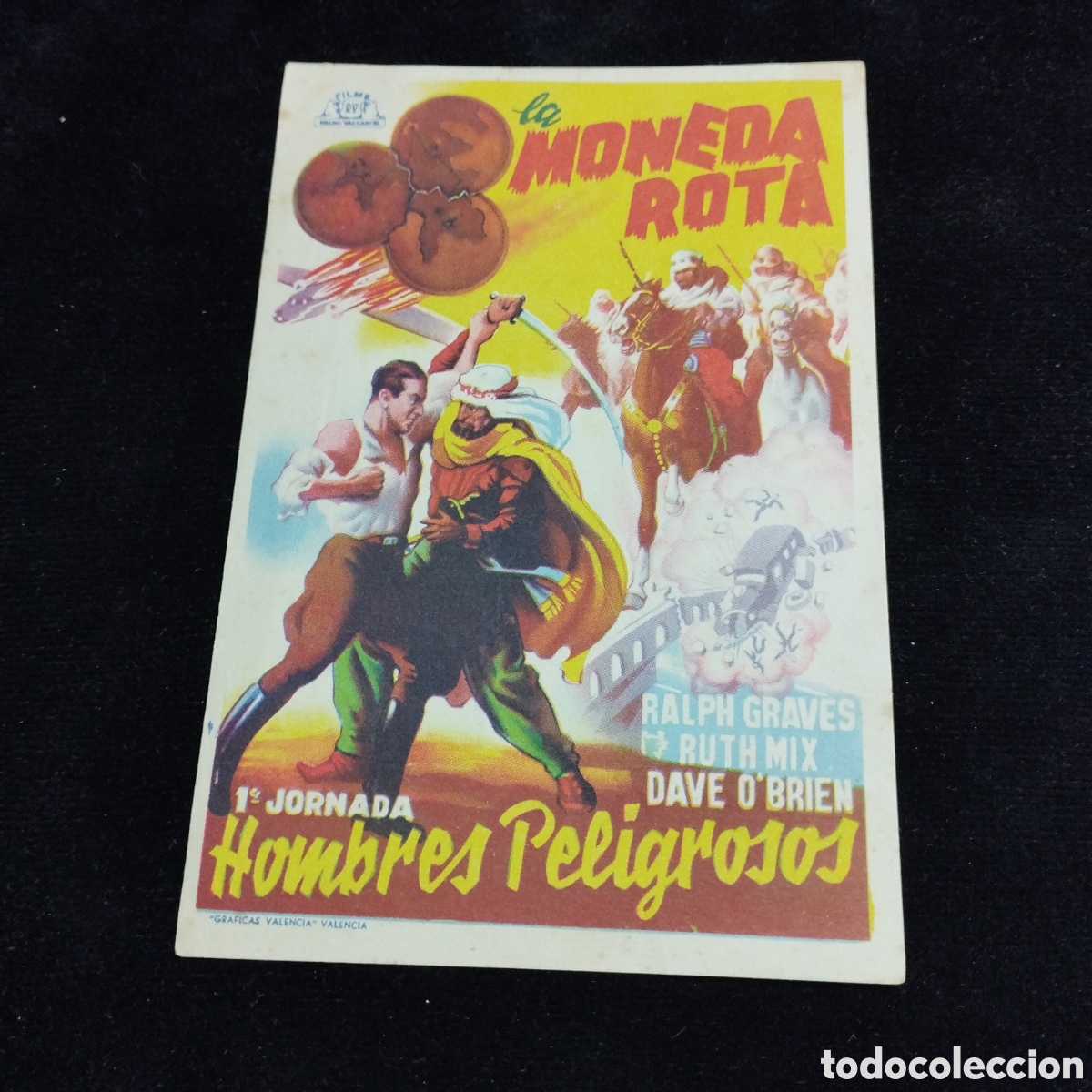 Cine: Programa de cine sencillo. La moneda rota. 1&ordf; Jornada Hombres peligros. 1946. Ideal Cinema.