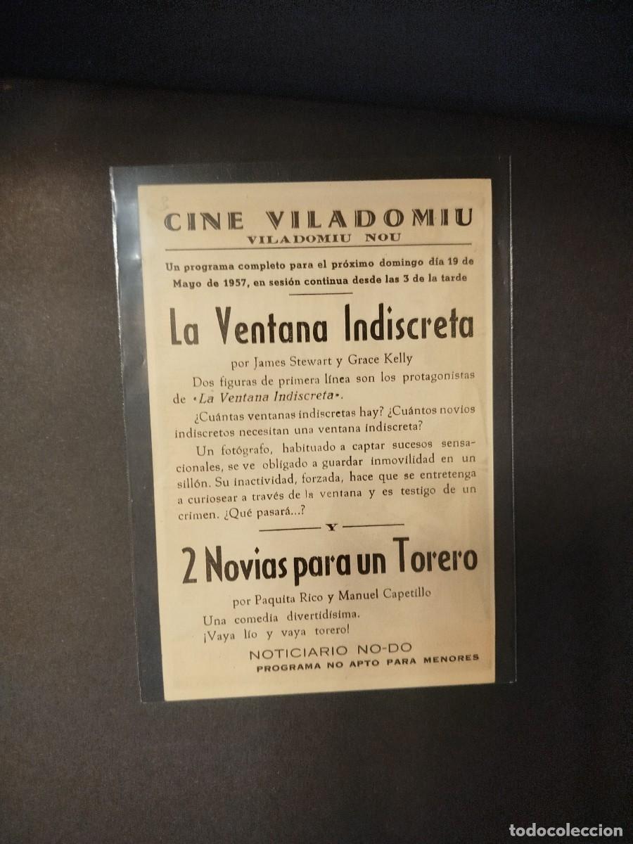 Cine: LA VENTANA INDISCRETA PROGRAMA DE CINE 1957 - Foto 2