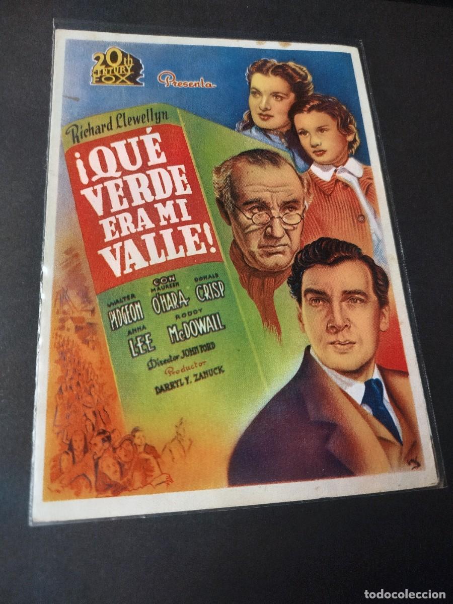 Cine: QU&Eacute; VERDE ERA MI VALLE PROGRAMA DE MANO 1945 - Foto 1