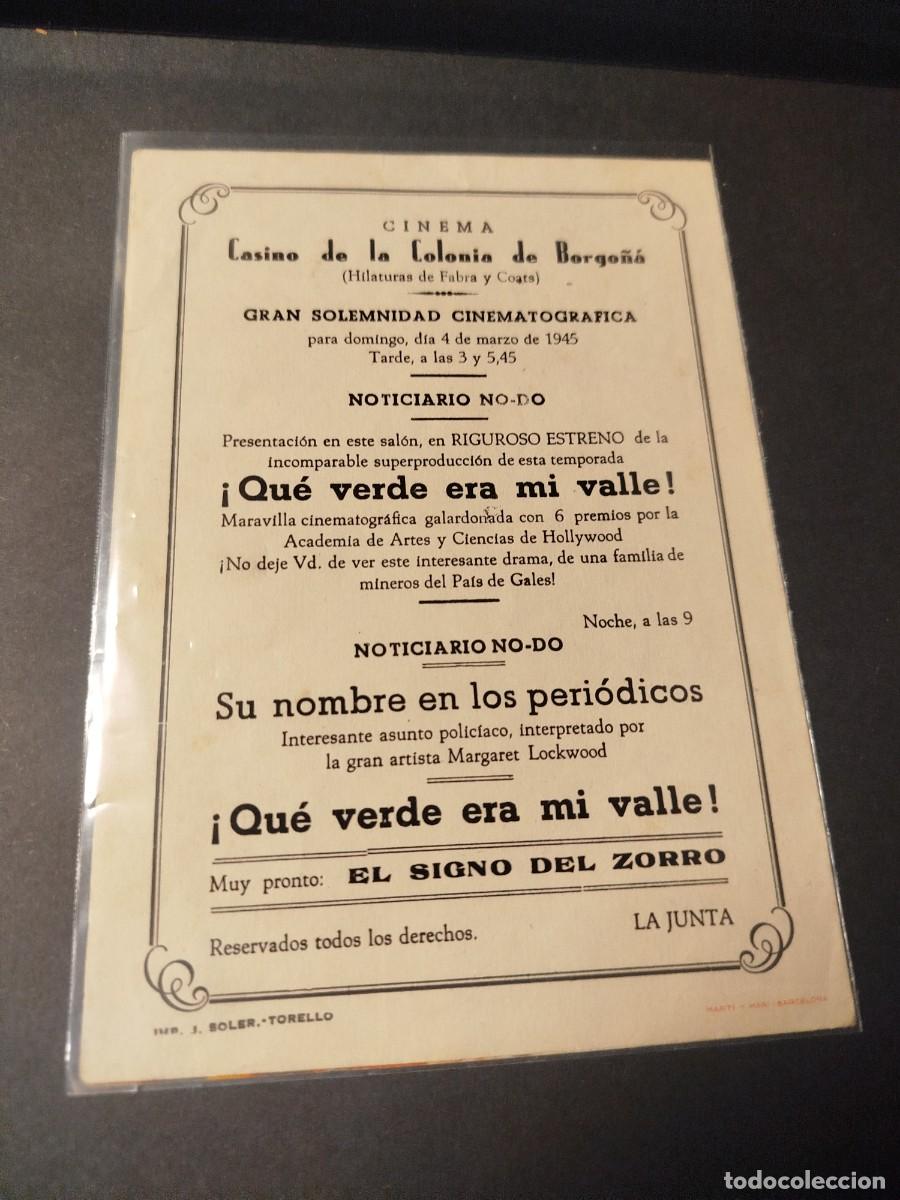Cine: QU&Eacute; VERDE ERA MI VALLE PROGRAMA DE MANO 1945 - Foto 2