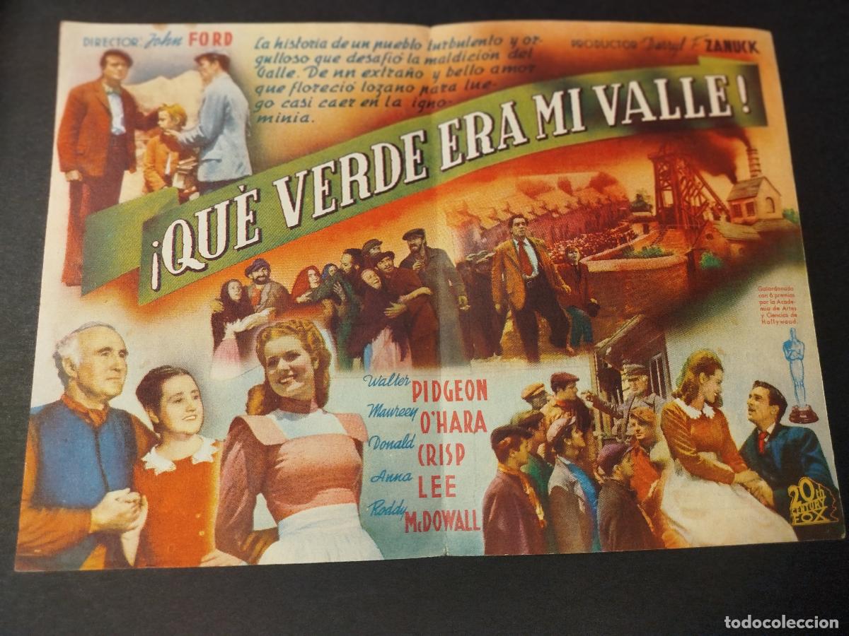 Cine: QU&Eacute; VERDE ERA MI VALLE PROGRAMA DE MANO 1945 - Foto 3