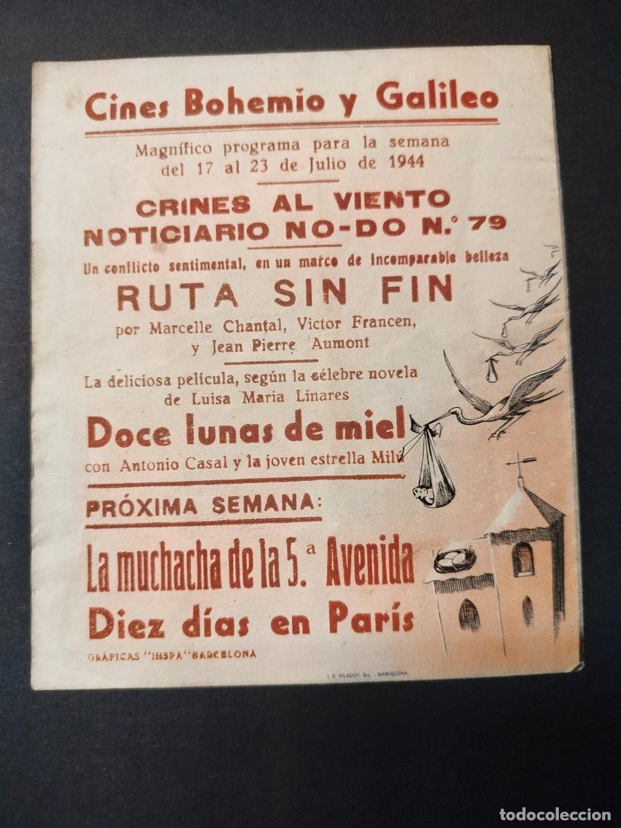 Cine: DOCE LUNAS DE MIEL PROGRAMA DE MANO 1944 - Foto 2