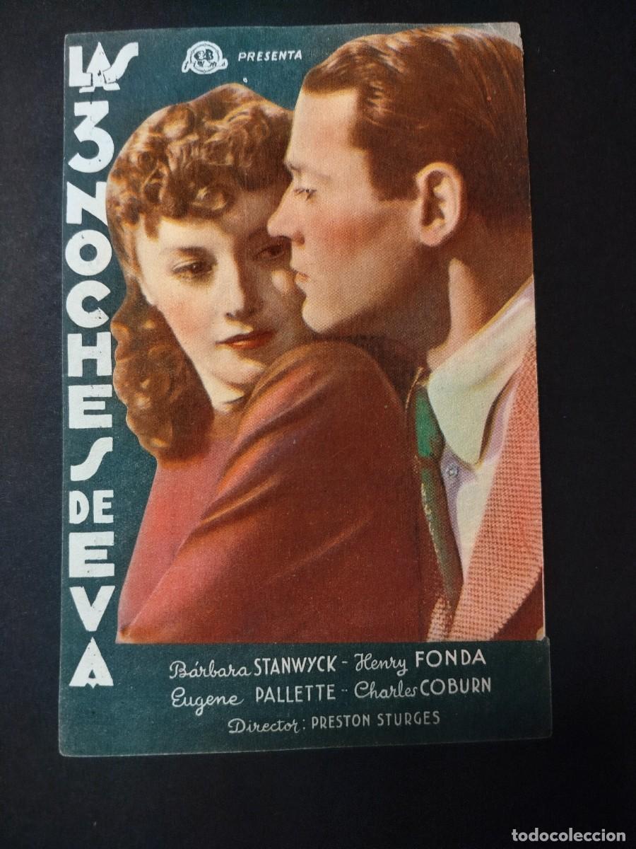 Cine: LAS 3 NOCHES DE EVA PROGRAMA DE MANO 1944 - Foto 1