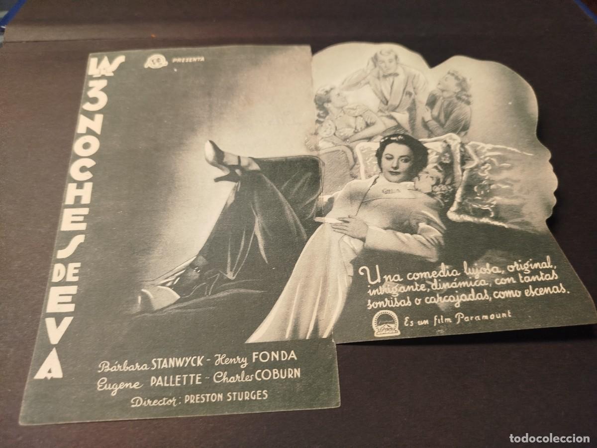 Cine: LAS 3 NOCHES DE EVA PROGRAMA DE MANO 1944 - Foto 3