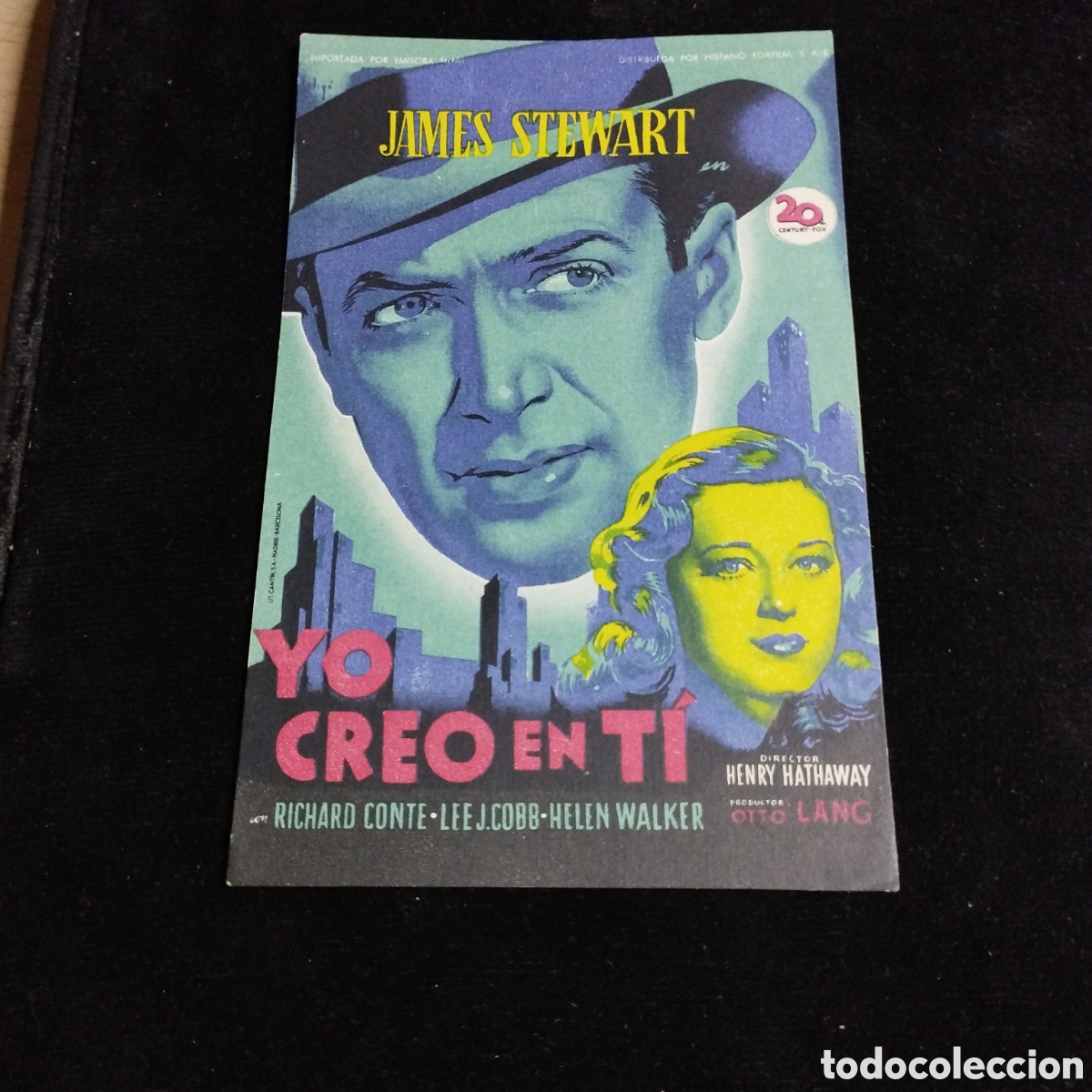 Cine: Programa de cine, sencillo.Yo creo en ti. James Stewart. 1949. Domenech Rub&iacute;