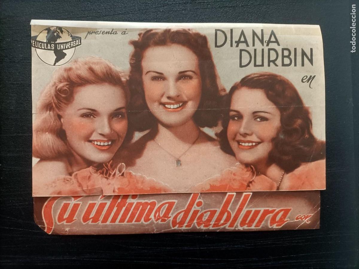 Kino: SU ULTIMA DIABLURA, DIANA DURBIN. PUBLICIDAD M&Aacute;LAGA CINEMA.